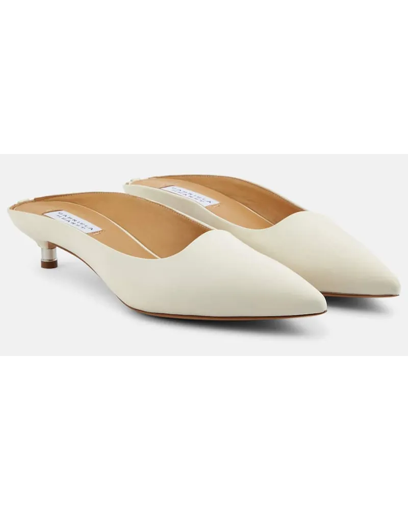 Gabriela Hearst Mules Jean in pelle Bianco