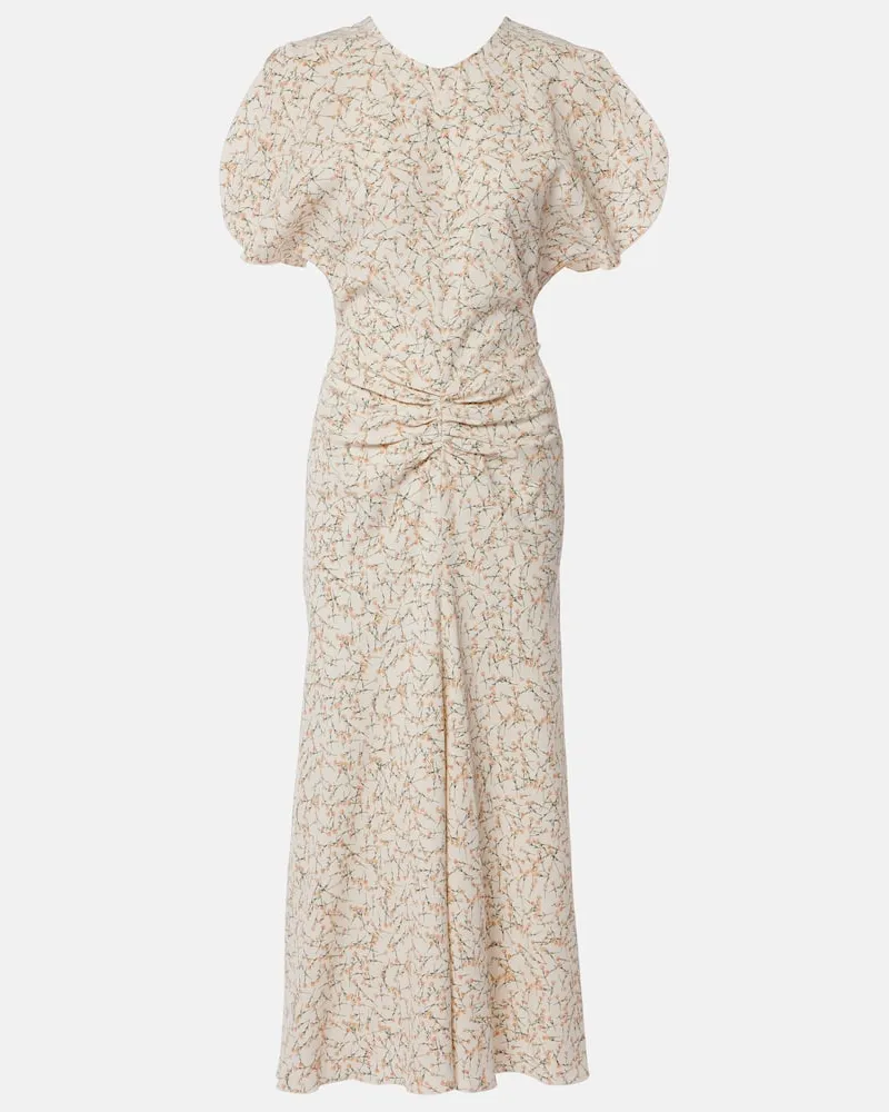 Victoria Beckham Abito midi con stampa floreale Beige