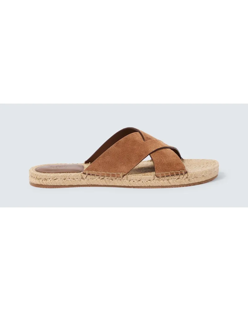 Ermenegildo Zegna Sandali espadrillas in suede Marrone