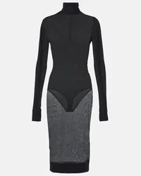 Saint Laurent Abito midi in jersey Nero