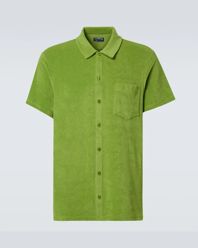 Vilebrequin Camicia bowling in misto cotone Verde