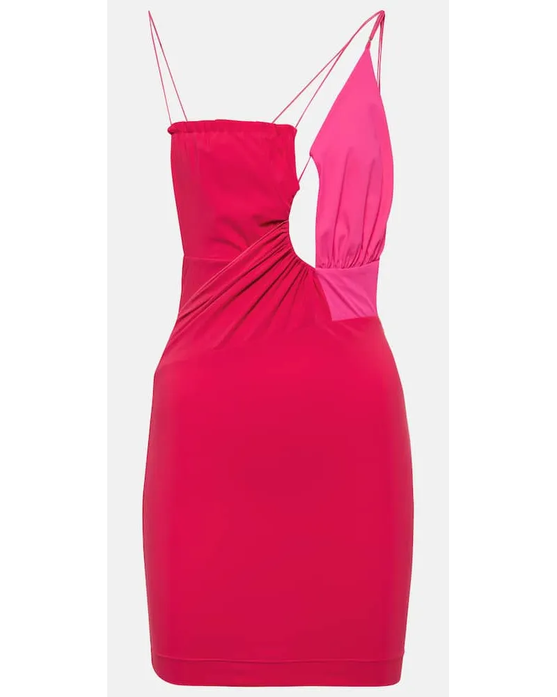 Nensi Dojaka Miniabito con cut-out e ruches Rosa