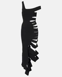 Thierry Mugler Abito midi asimmetrico con cut-out Nero