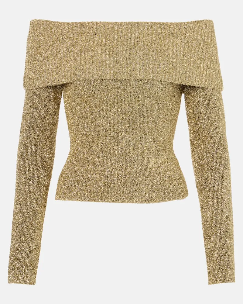 Ganni Top in lamÃ© con scollo bardot Oro