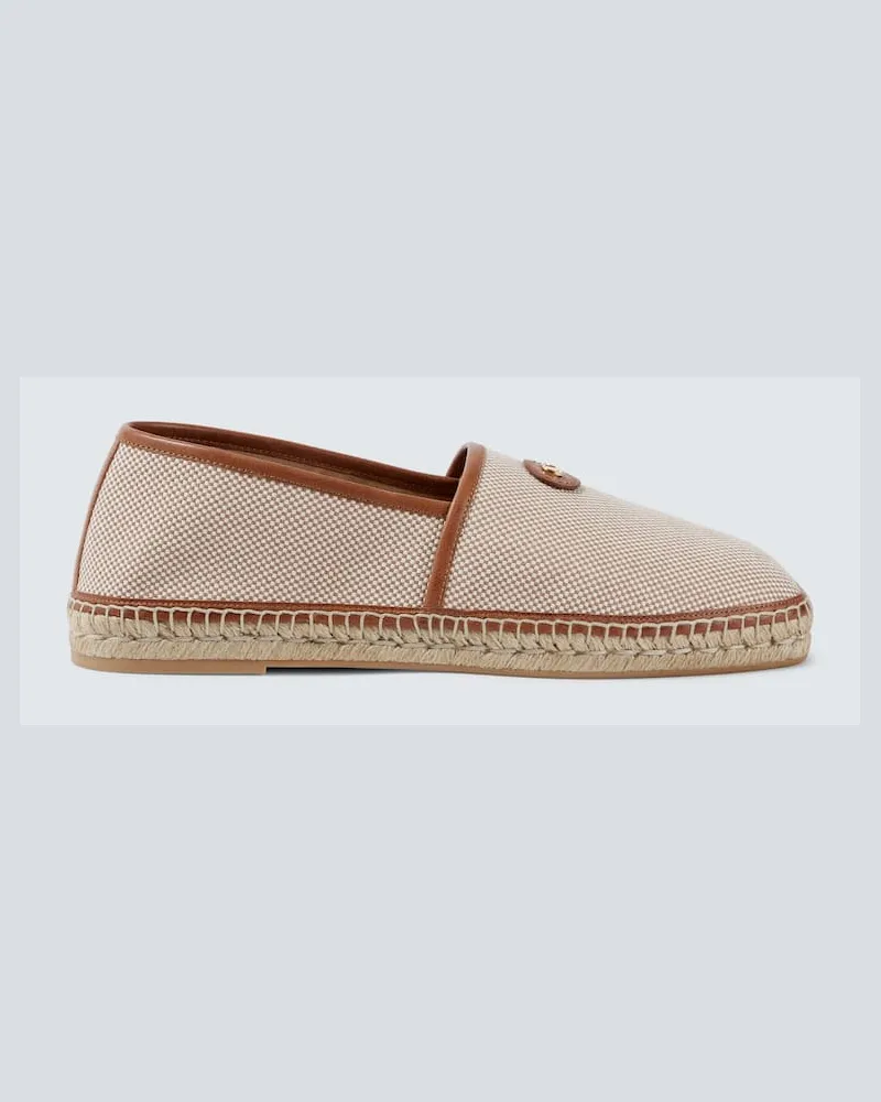Valentino Garavani Espadrillas VLogo in canvas con pelle Beige