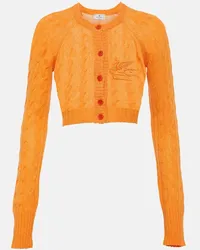 Etro Cardigan Pegaso in cashmere a trecce Arancione