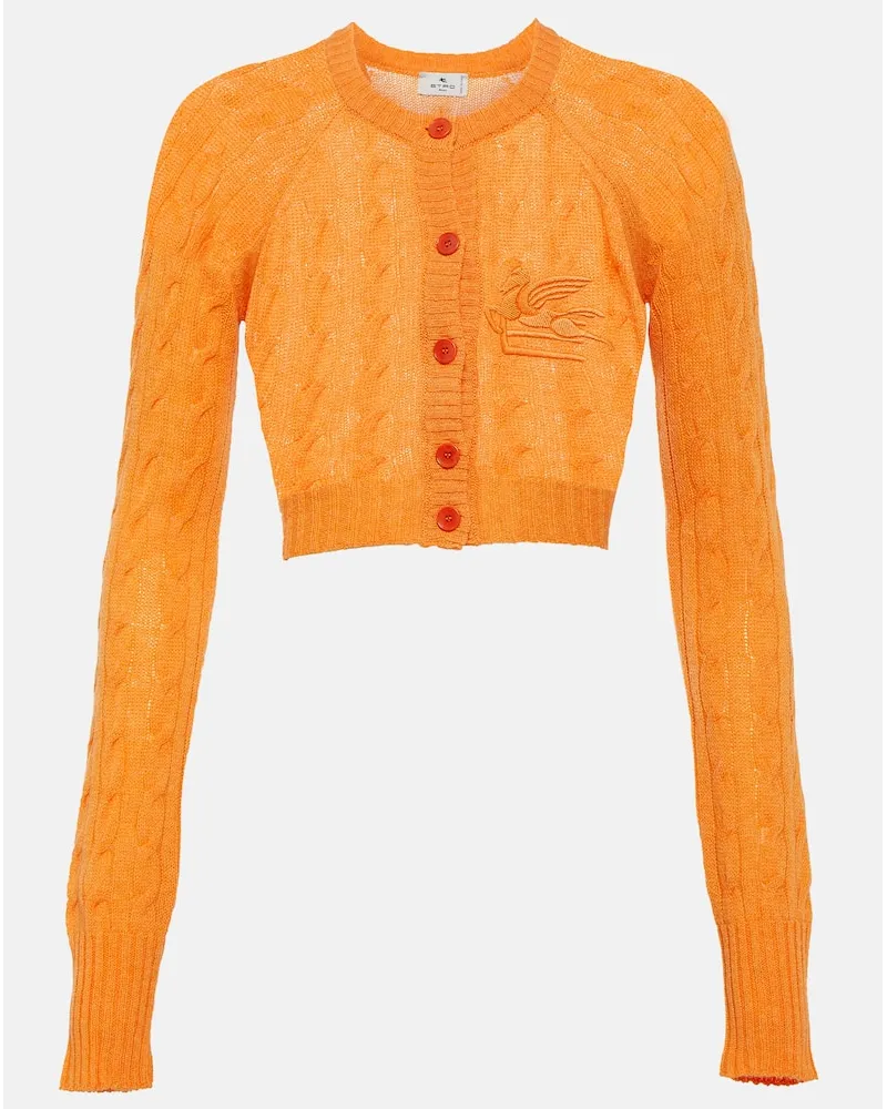 Etro Cardigan Pegaso in cashmere a trecce Arancione