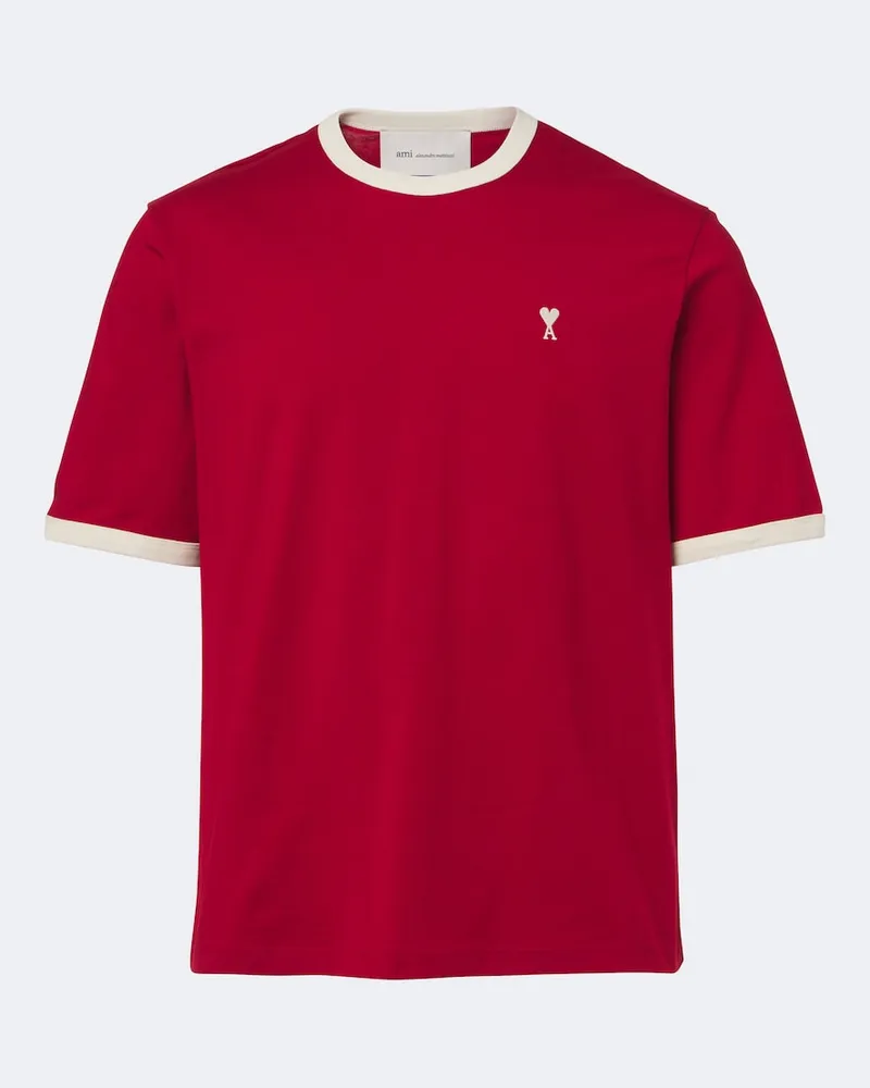AMI Paris T-shirt Ami De Cœur in jersey di cotone Rosso