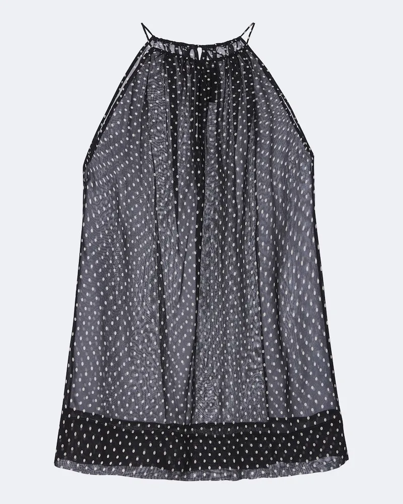 Nili Lotan Top Nikki in seta con scollo all'americana Nero