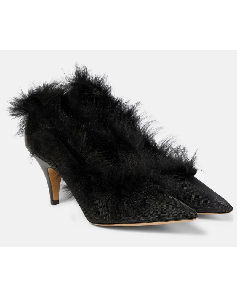 KHAITE Pumps River in mesh con shearling Nero