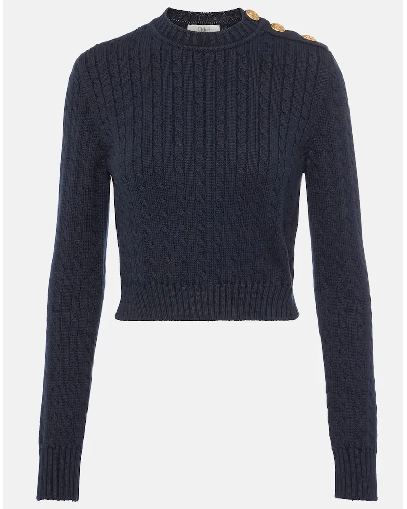 Chloé ChloÃ© Pullover in cotone a trecce cropped Blu
