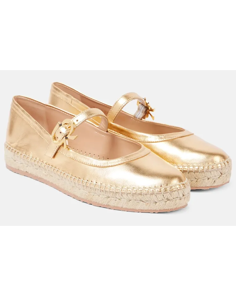 Gianvito Rossi Espadrillas Elda in pelle metallizzata Oro