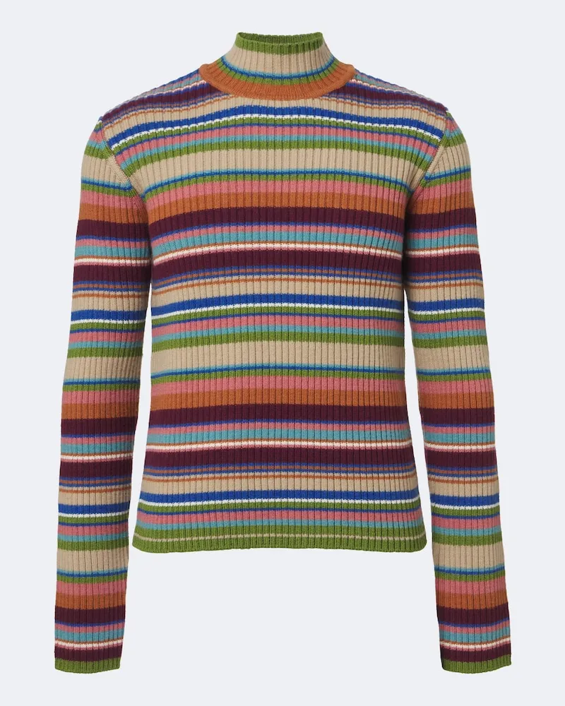 Dries van Noten Pullover in lana a coste a righe Multicolore