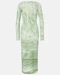 Maison Margiela Abito midi in jersey con stampa Verde