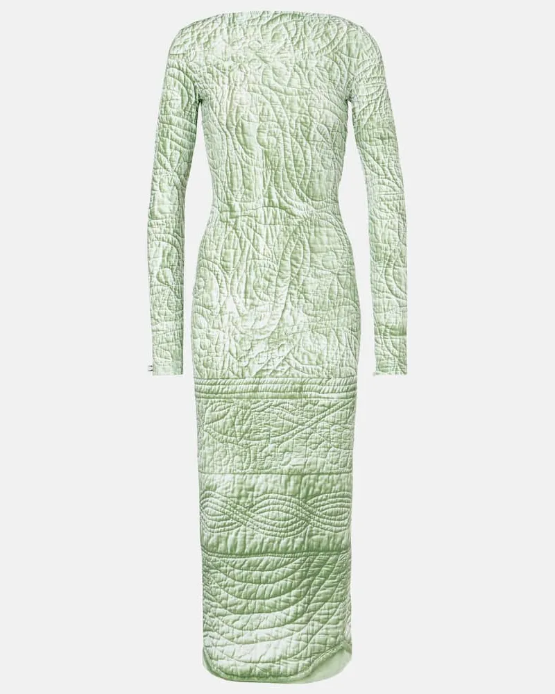 Maison Margiela Abito midi in jersey con stampa Verde