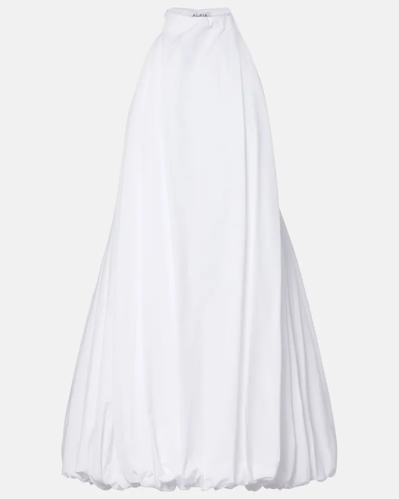 Alaïa Alaïa Abito corto in popeline di cotone Bianco