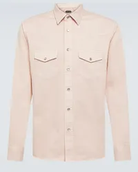 Tom Ford Camicia Western in twill di cotone Rosa