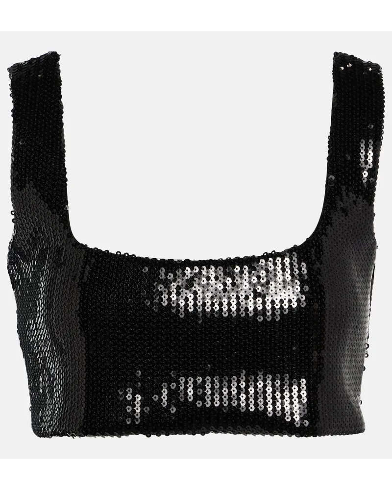 GALVAN Top Beating Heart con paillettes Nero