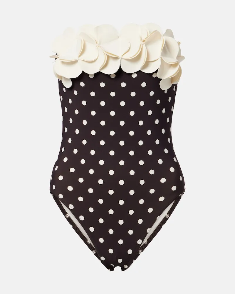 Karla Colletto Costume intero a pois con volant Marrone