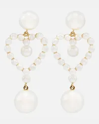 Sophie Bille Brahe Orecchini pendenti Pearl Heart in oro 14kt con perle Multicolore