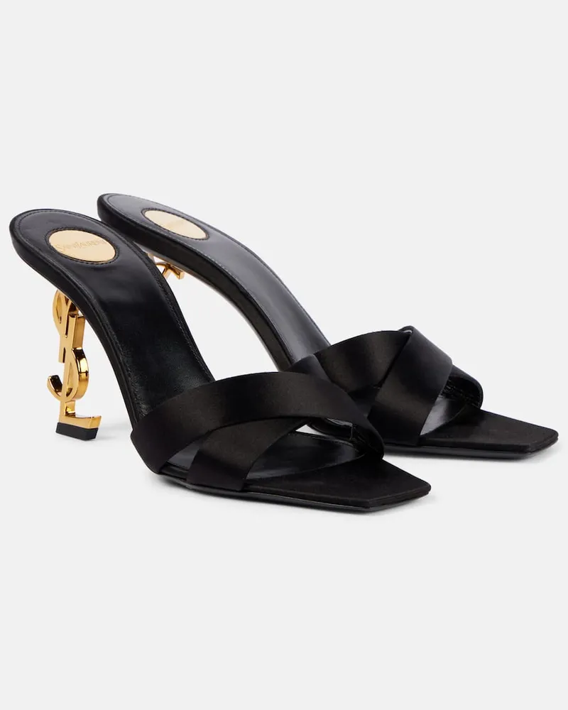 Saint Laurent Mules Opyum 85 in raso Nero