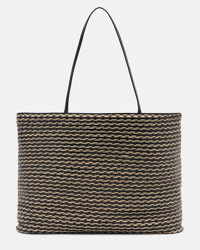 The Row Borsa Beau Large in rafia con pelle Nero