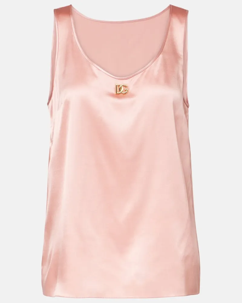 Dolce & Gabbana Top DG in raso di misto seta Rosa