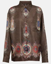 Etro Camicia in seta a pois Marrone