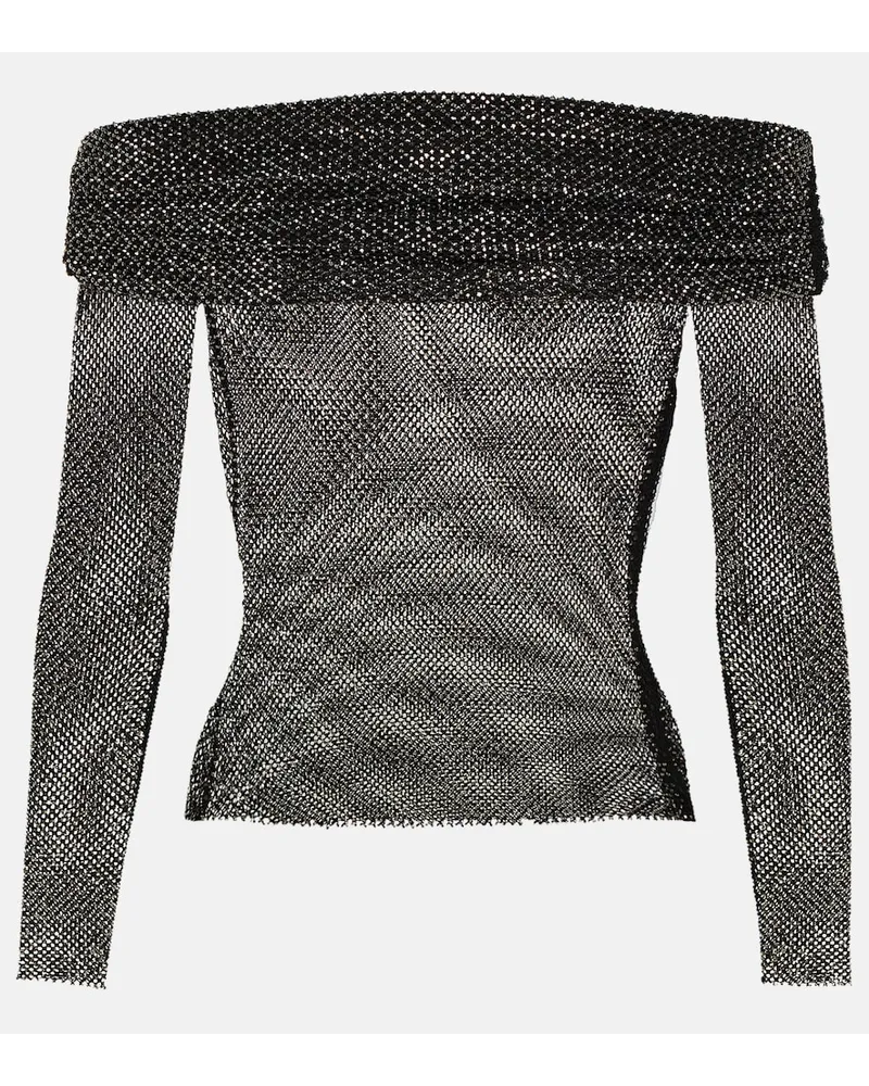 Self-Portrait Top con scollo bardot Nero