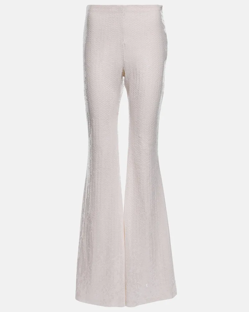 Taller Marmo Pantaloni flared con paillettes Bianco