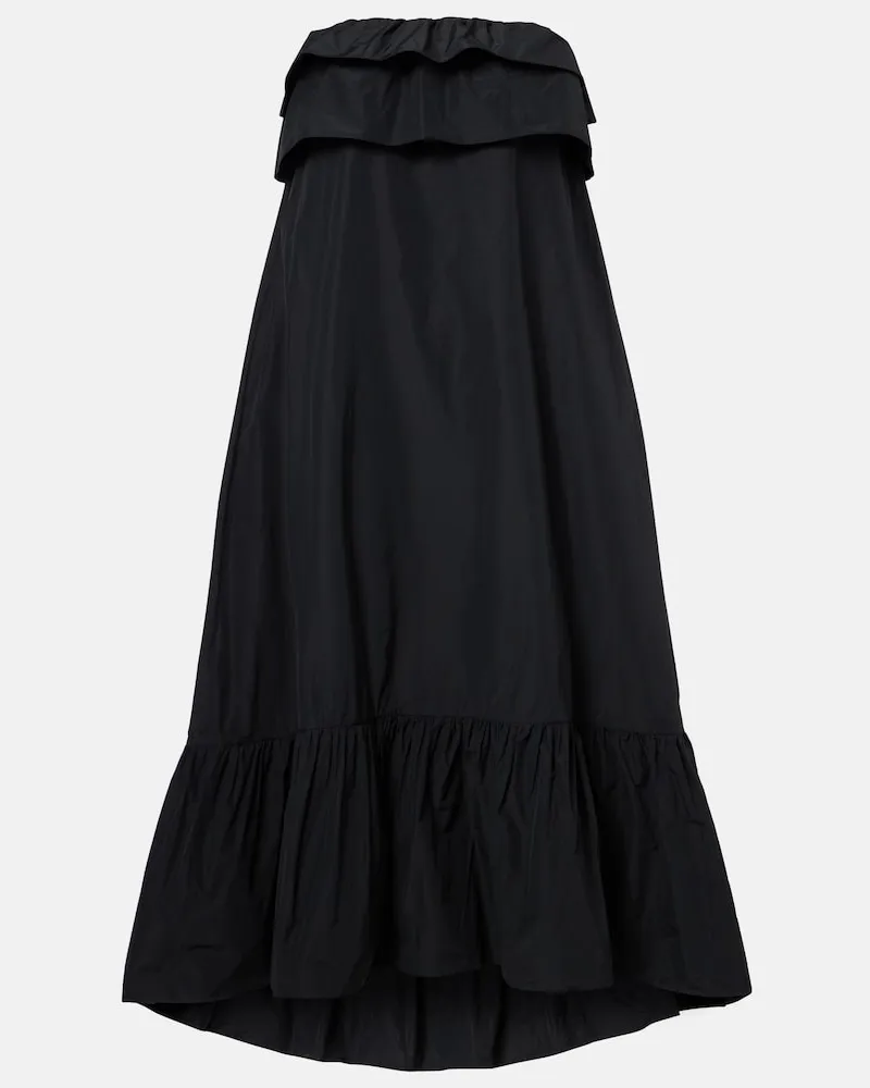 Saint Laurent Abito midi in canvas a balze Nero