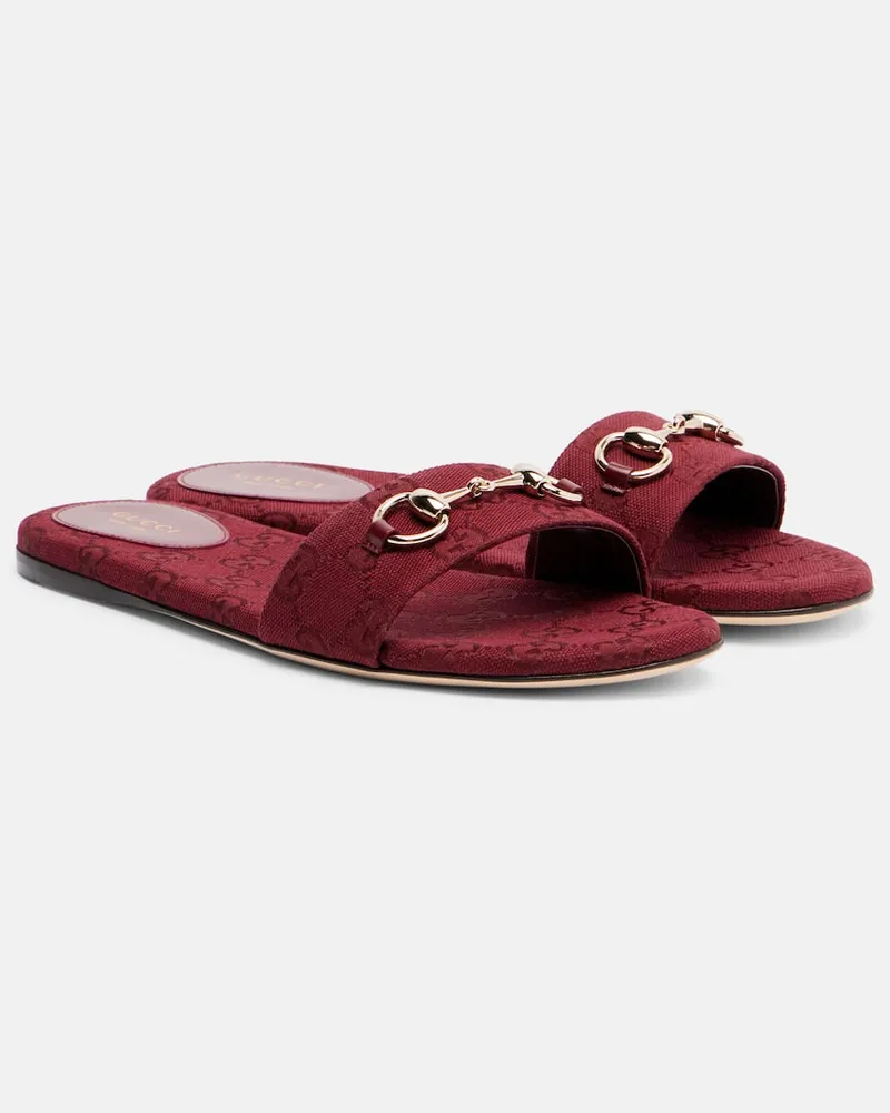 Gucci Sandali Horsebit GG in canvas Rosso