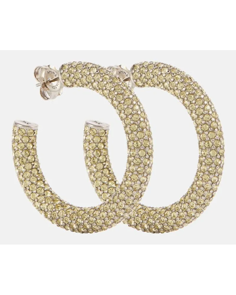 Amina Muaddi Orecchini a cerchio Cameron Medium Metallizzato