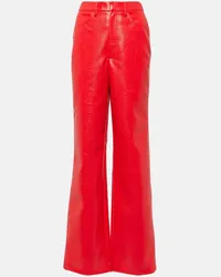 ROTATE Birger Christensen Pantaloni regular in similpelle stampata Rosso