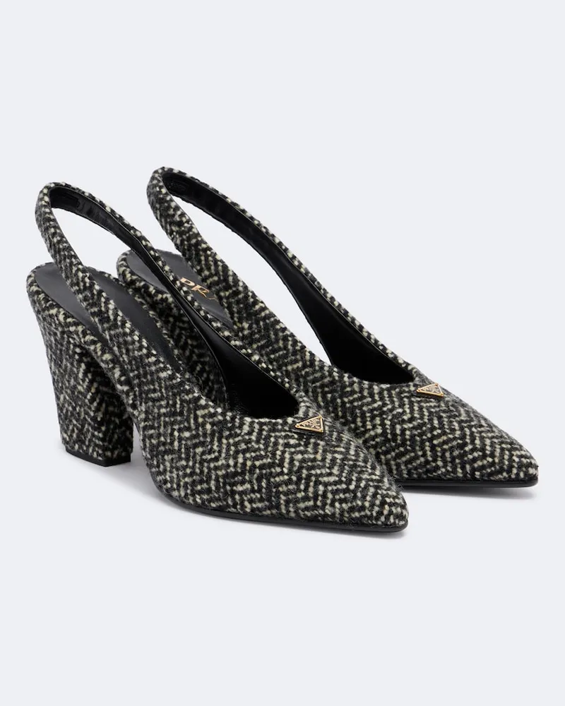 Prada Pumps slingback a spina di pesce Nero