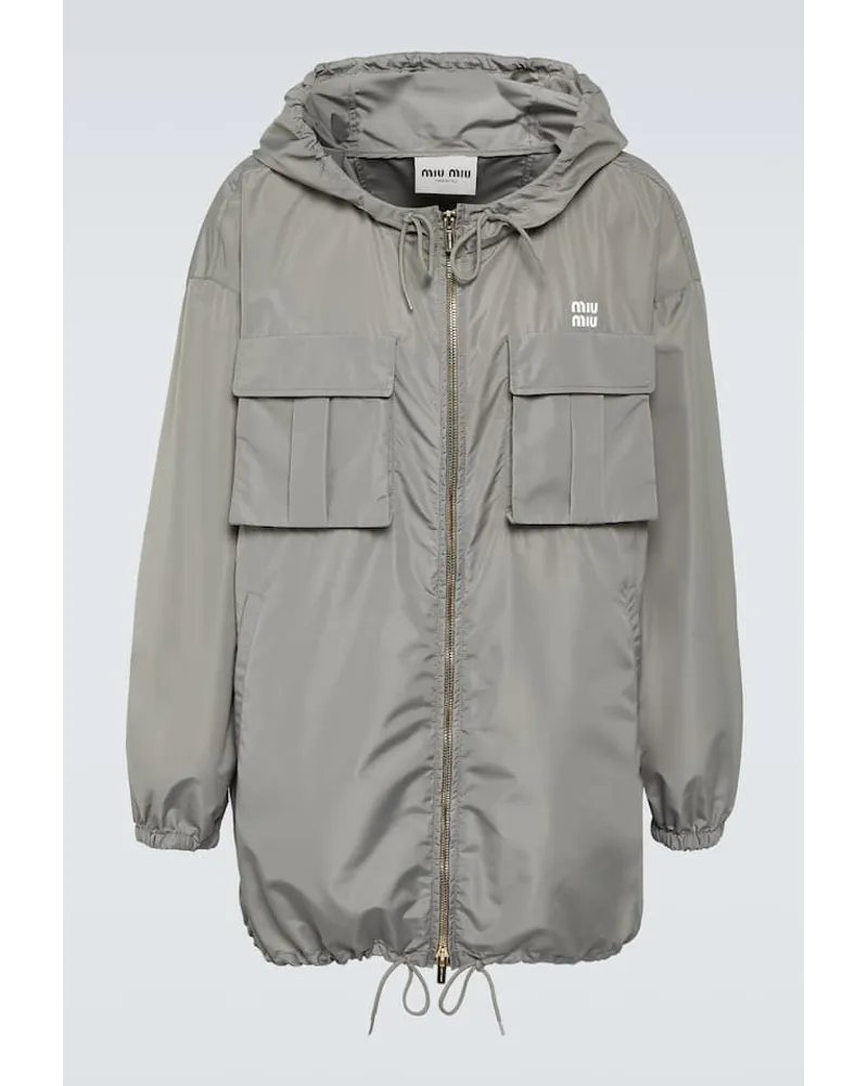 Miu Miu Giacca in tessuto tecnico con zip Grigio