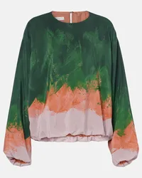 Dries van Noten Top in misto seta ombré Verde