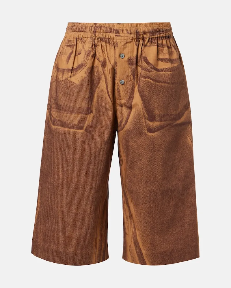 Acne Studios Shorts in misto cotone con stampa Marrone