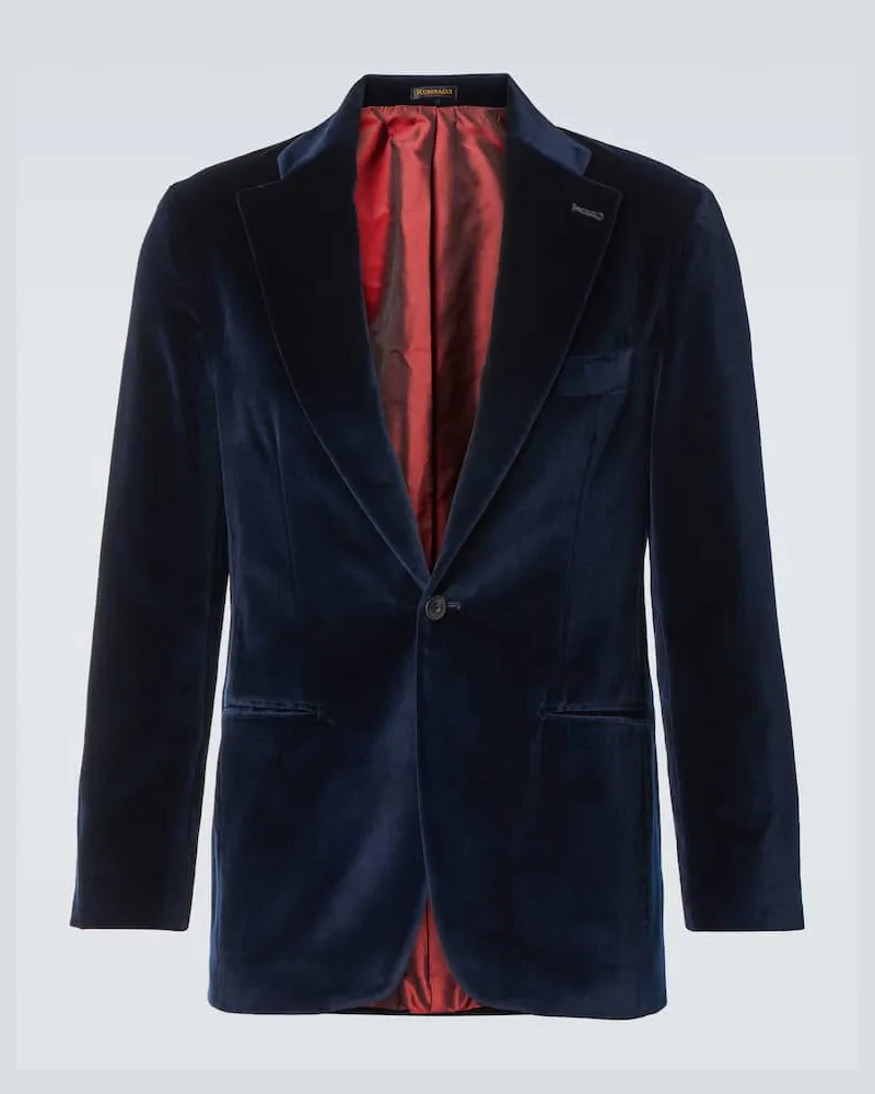 Rubinacci Blazer in velluto di cotone Blu