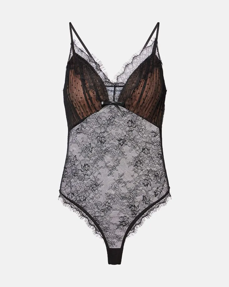Self-Portrait Body in mesh con pizzo Nero
