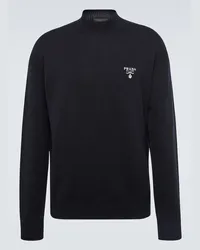 Prada Pullover in cashmere con logo Blu