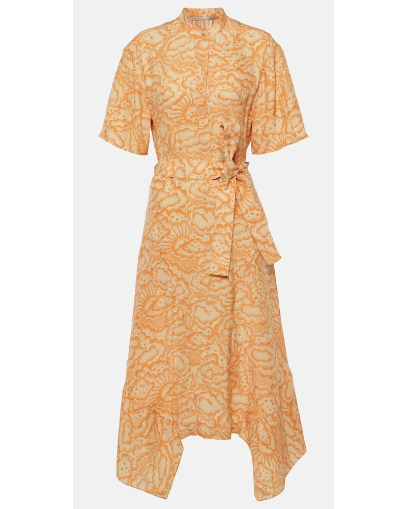 Stella McCartney Abito midi in seta con stampa Multicolore