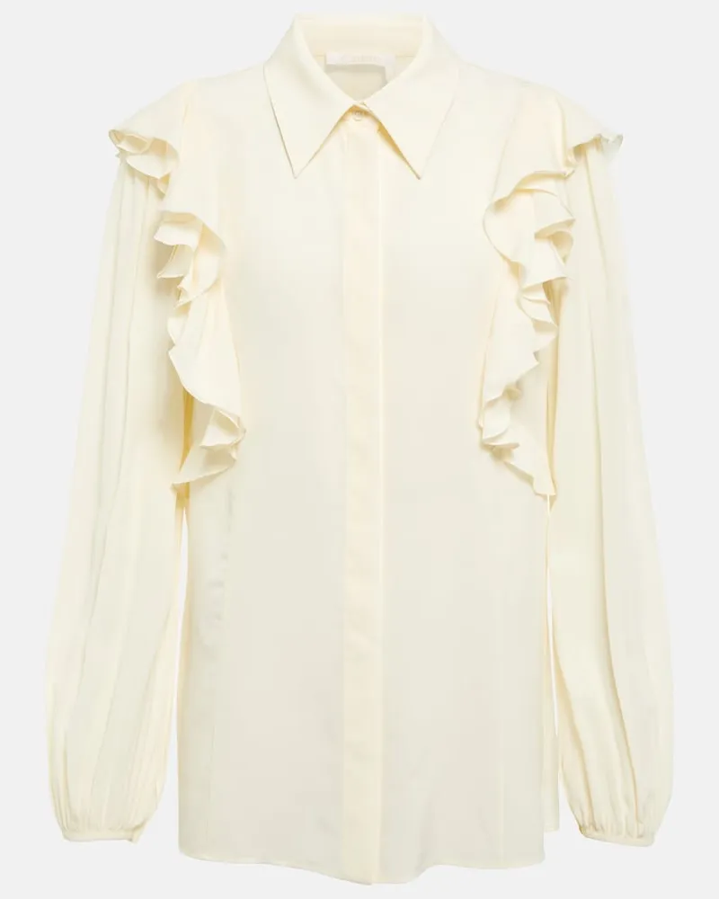 Chloé ChloÃ© Blusa in seta con volant Bianco