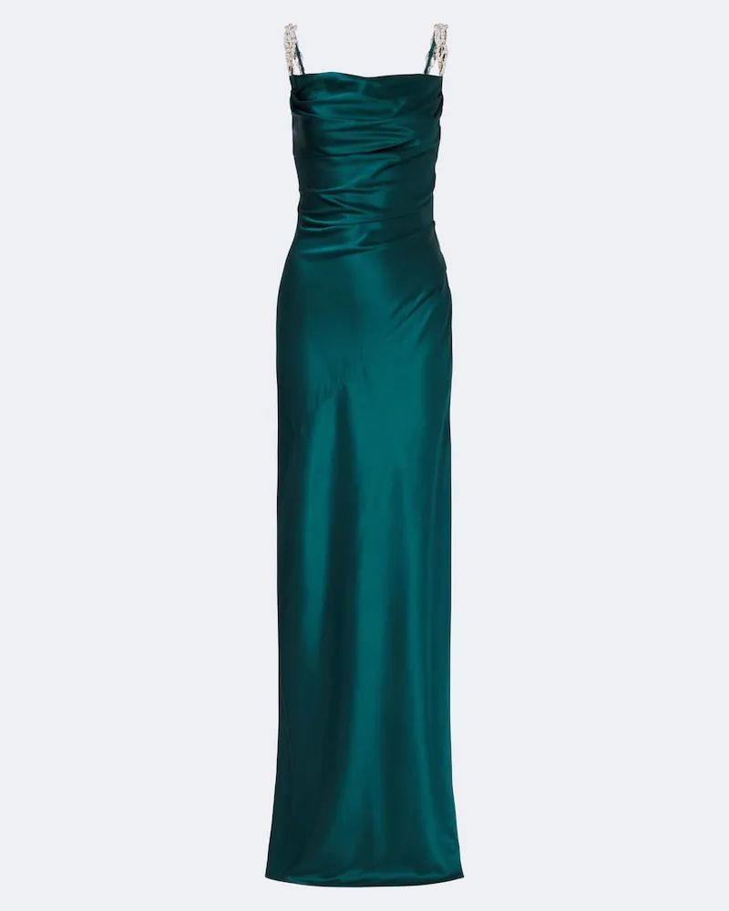 Balmain Abito lungo in satin di seta Blu