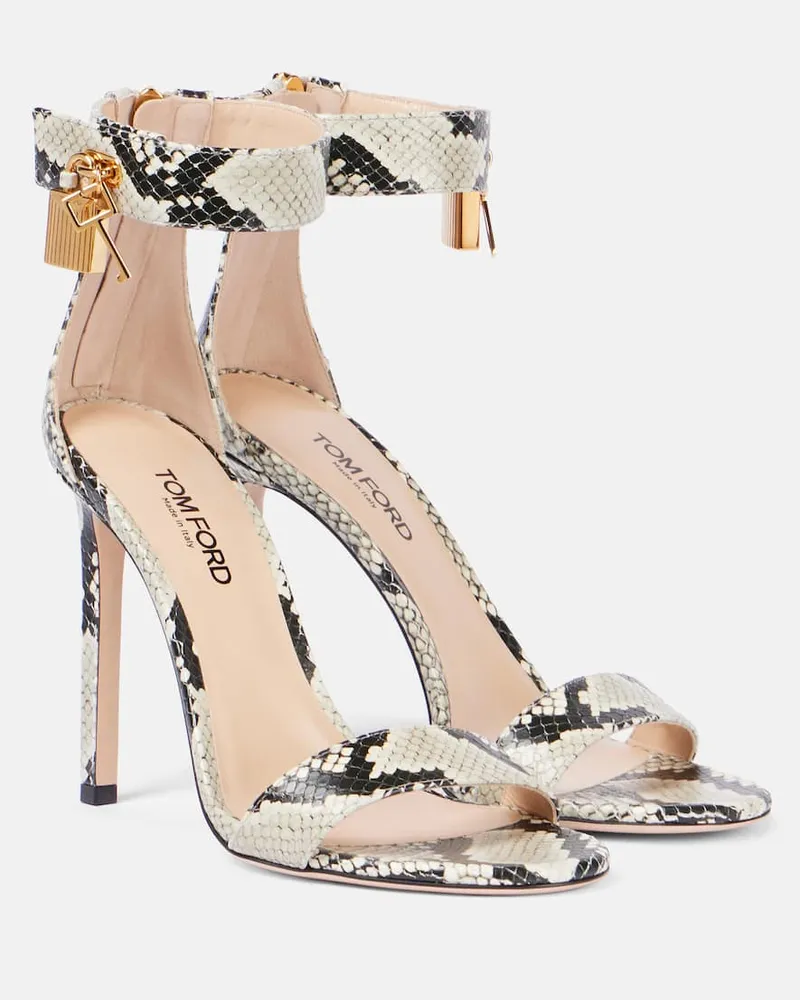 Tom Ford Sandali in pelle con stampa serpente Beige