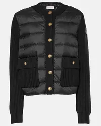 Moncler Cardigan in lana vergine con imbottitura Nero