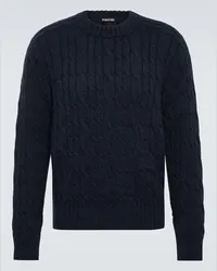 Tom Ford Pullover in lana a trecce Blu