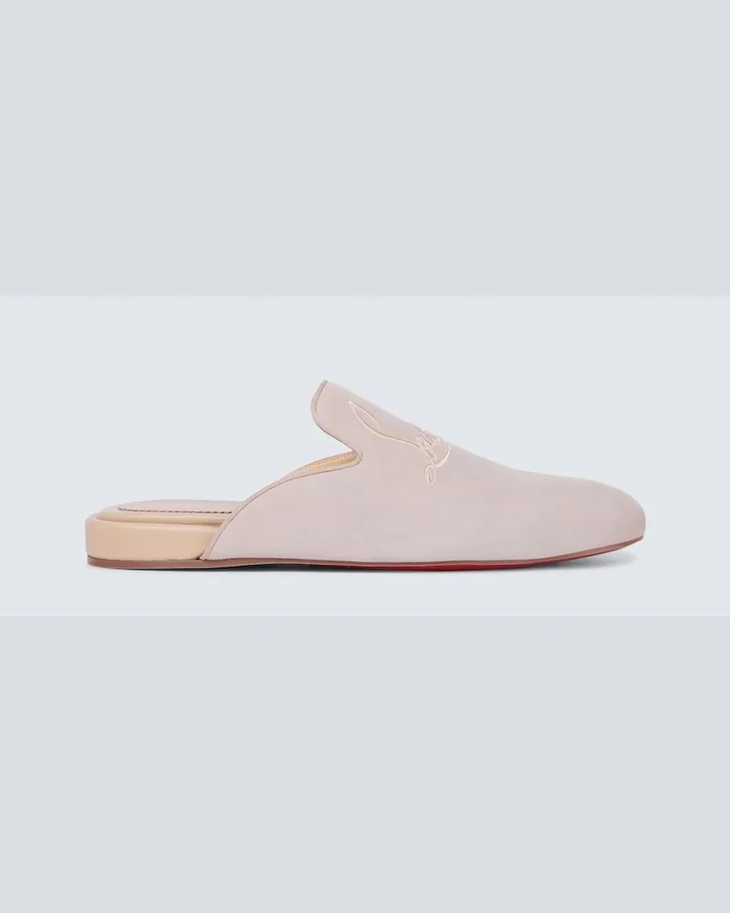 Christian Louboutin Slippers Navy Coolito Flat Beige