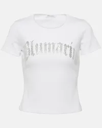 Blumarine T-shirt in jersey di cotone con logo Bianco