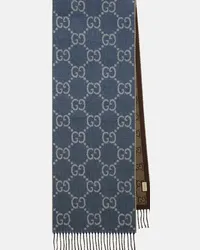 Gucci Sciarpa in jacquard GG di lana Blu